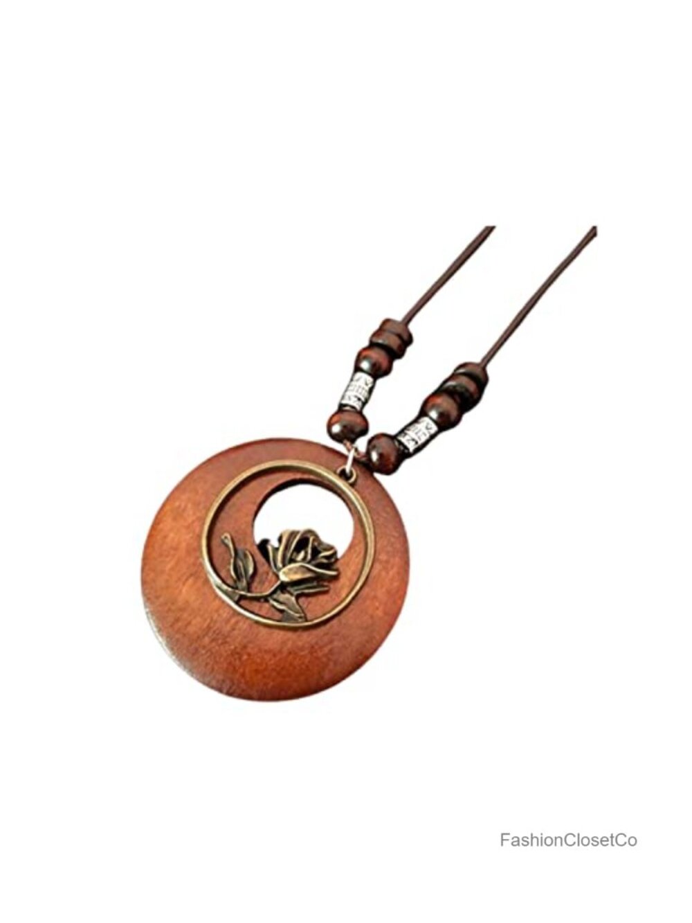 Vintage Wooden Feather Leaf Pendant Necklace Boho Long Sweater Chain for Women